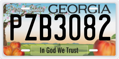 GA license plate PZB3082