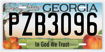 GA license plate PZB3096