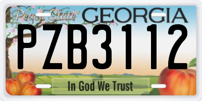 GA license plate PZB3112