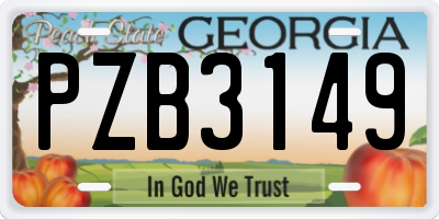 GA license plate PZB3149