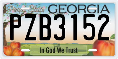 GA license plate PZB3152