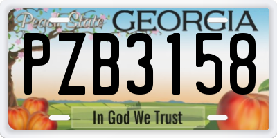 GA license plate PZB3158