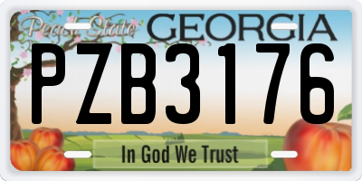 GA license plate PZB3176