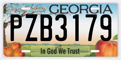 GA license plate PZB3179