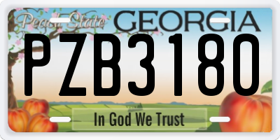 GA license plate PZB3180