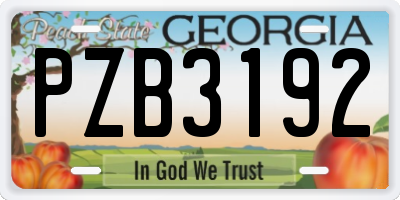 GA license plate PZB3192