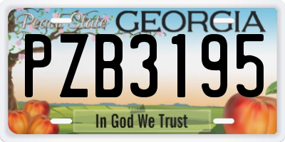 GA license plate PZB3195