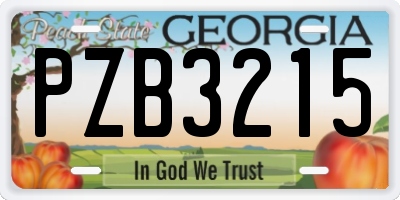 GA license plate PZB3215