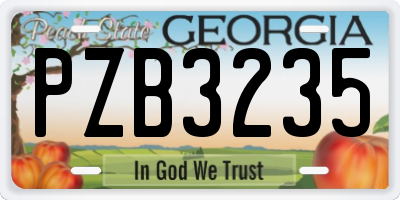 GA license plate PZB3235