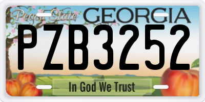 GA license plate PZB3252