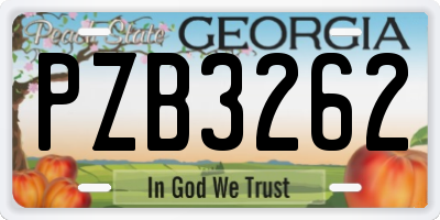GA license plate PZB3262