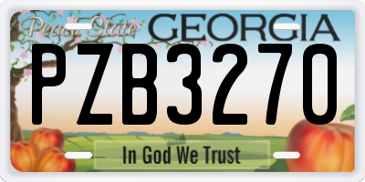 GA license plate PZB3270