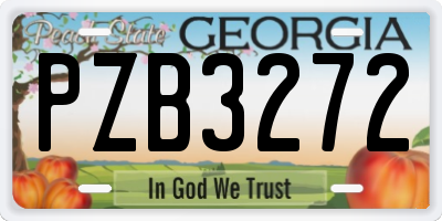 GA license plate PZB3272