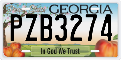 GA license plate PZB3274