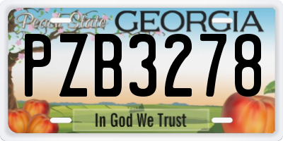 GA license plate PZB3278