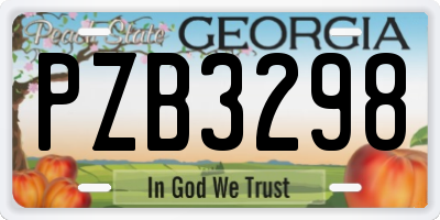 GA license plate PZB3298