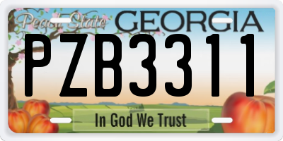 GA license plate PZB3311