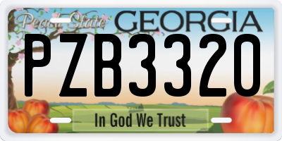 GA license plate PZB3320