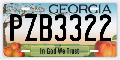 GA license plate PZB3322