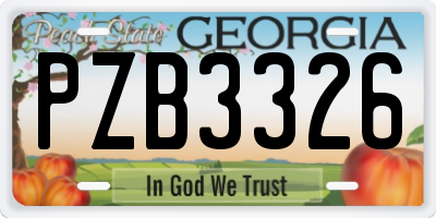 GA license plate PZB3326