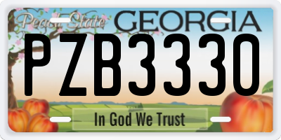 GA license plate PZB3330