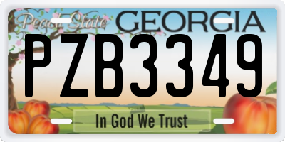 GA license plate PZB3349