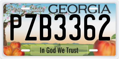 GA license plate PZB3362