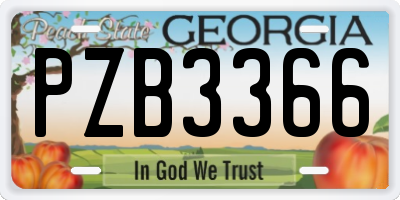 GA license plate PZB3366