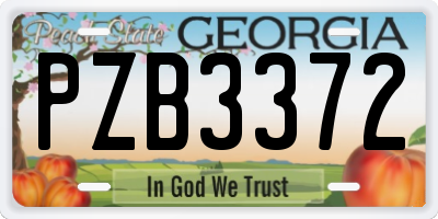 GA license plate PZB3372