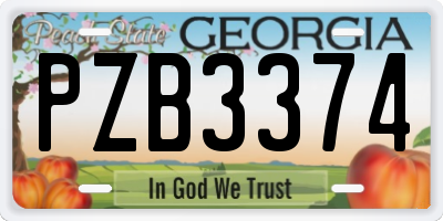 GA license plate PZB3374