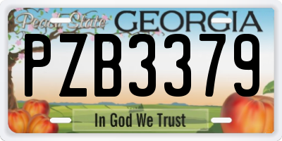 GA license plate PZB3379