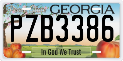 GA license plate PZB3386