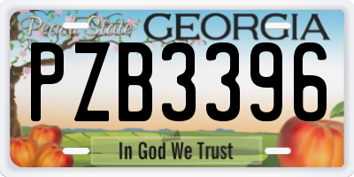 GA license plate PZB3396