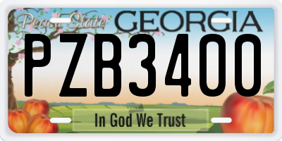 GA license plate PZB3400