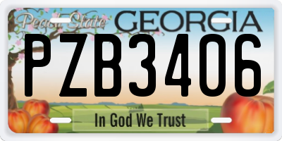 GA license plate PZB3406