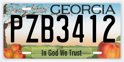 GA license plate PZB3412