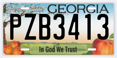 GA license plate PZB3413