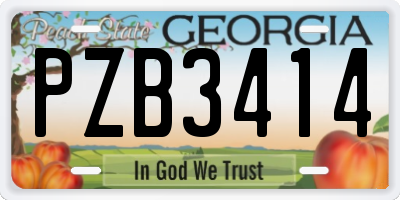 GA license plate PZB3414