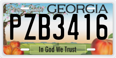 GA license plate PZB3416