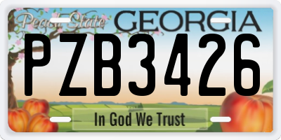 GA license plate PZB3426