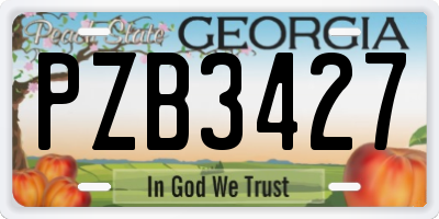 GA license plate PZB3427
