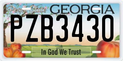 GA license plate PZB3430