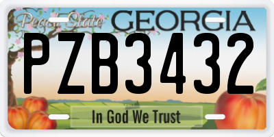 GA license plate PZB3432