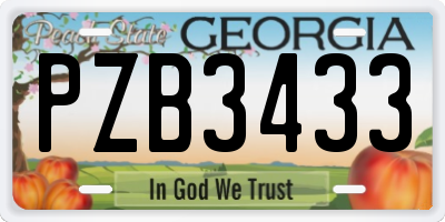 GA license plate PZB3433