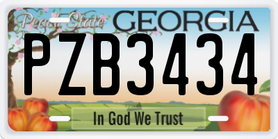 GA license plate PZB3434