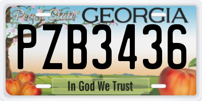 GA license plate PZB3436