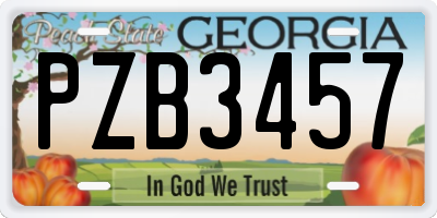 GA license plate PZB3457
