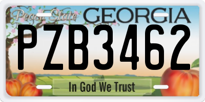 GA license plate PZB3462