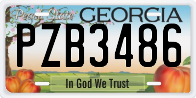 GA license plate PZB3486