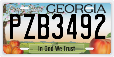 GA license plate PZB3492